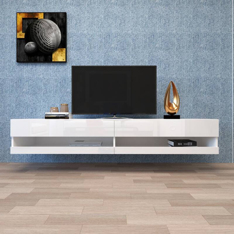 Modern Entertainment Center with this 180 Wall Mounted Floating 80" TV